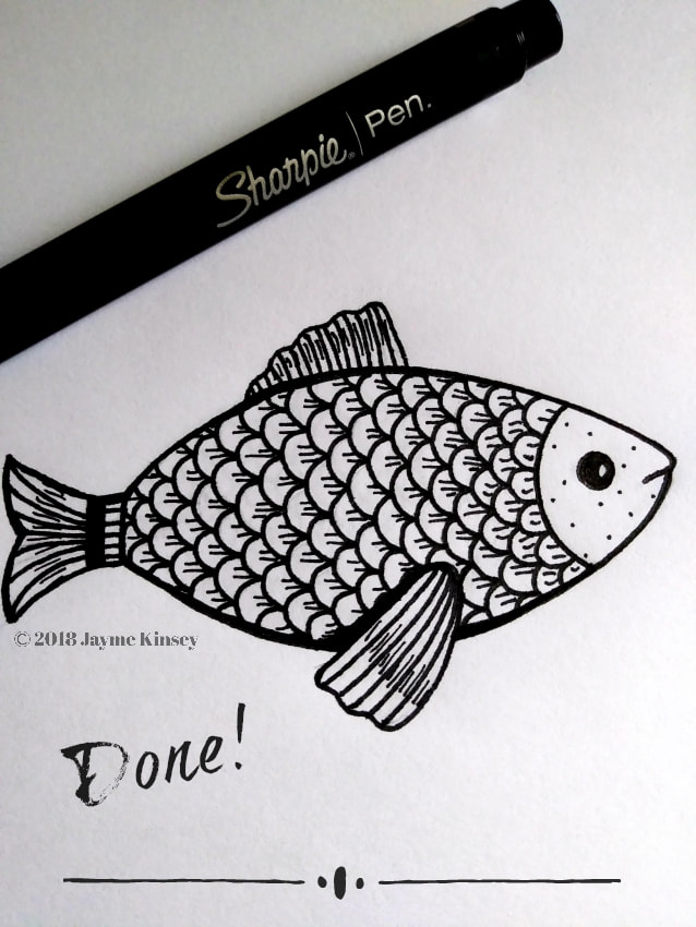 Fish drawing tutorial finished doodle