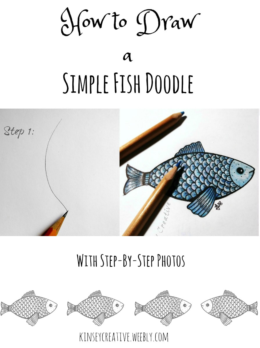 How draw a simple fish doodle. Step-by-step doodle art tutorial with photos. 