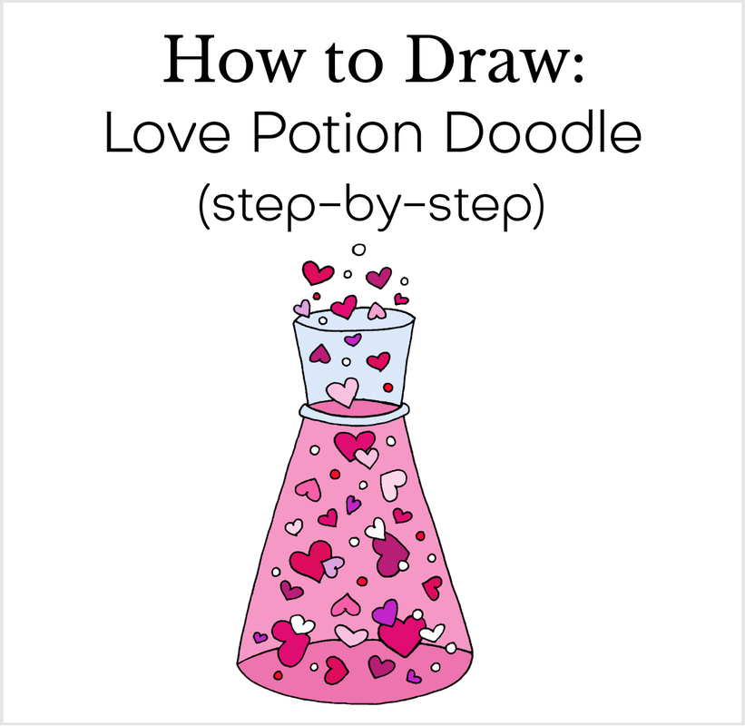 How to draw a love potion bottle. Doodle art tutorial.