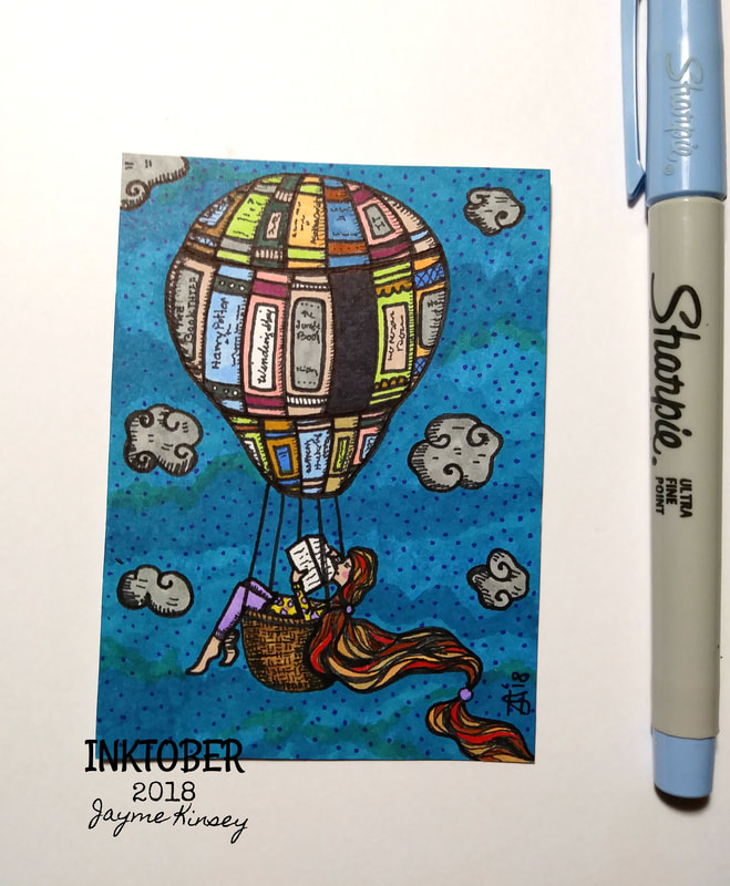 Inktober illustration: Day 3 Book Balloon