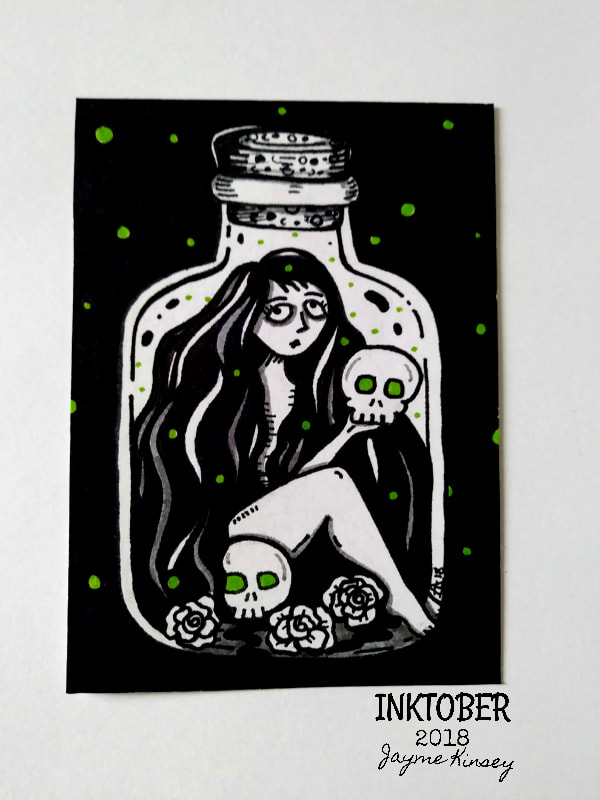 Inktober 2018 Day 18 Firefly bottle illustration by Jayme Kinsey