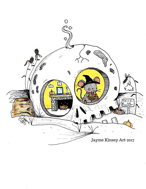 Inktober Illustration: Halloween Mouse by Jayme Kinsey