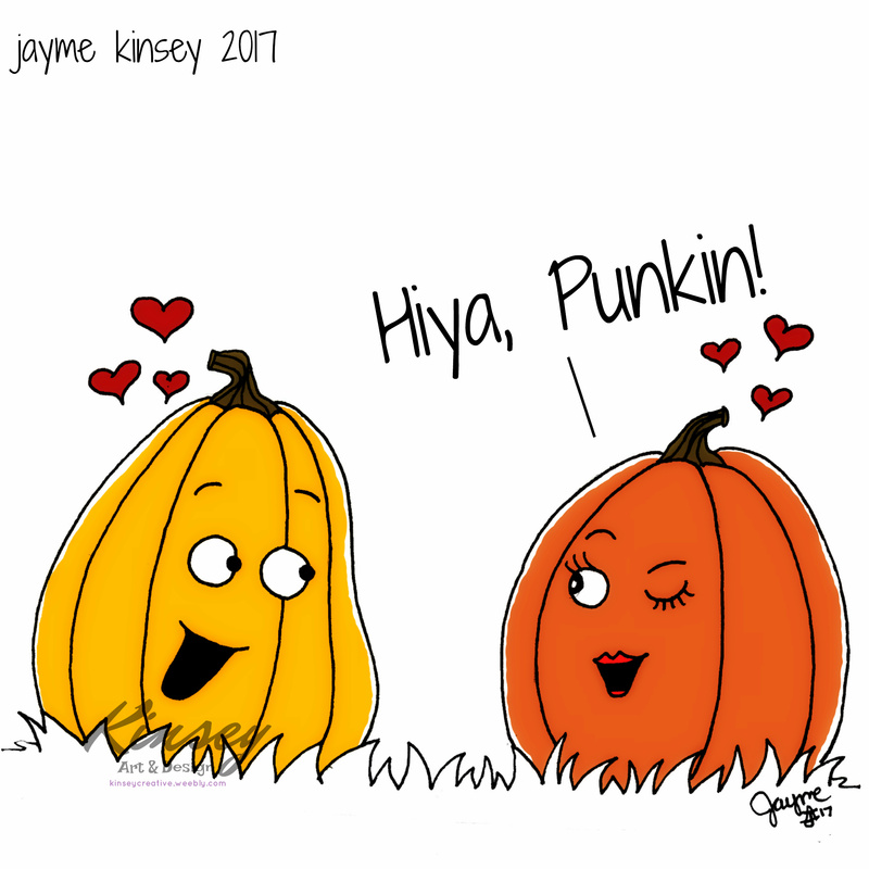 Hiya, Punkin! Pumpkin cartoon doodle. 
