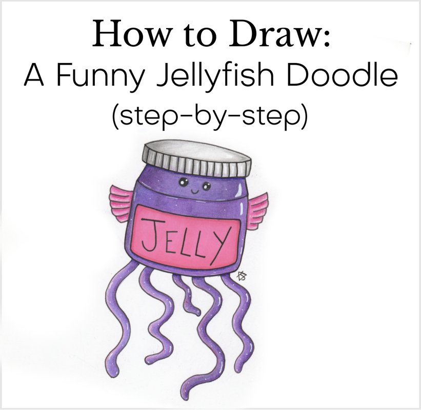 Drawing tutorial: how to draw a jelly fish doodle. Easy art