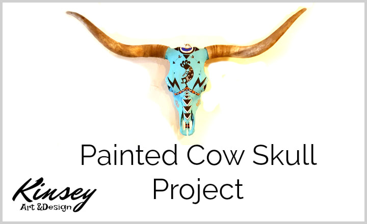Painted Cow Skull art project--Kinsey Art and Design