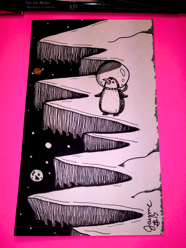 Space Penguin Doodle: Inktober 2017