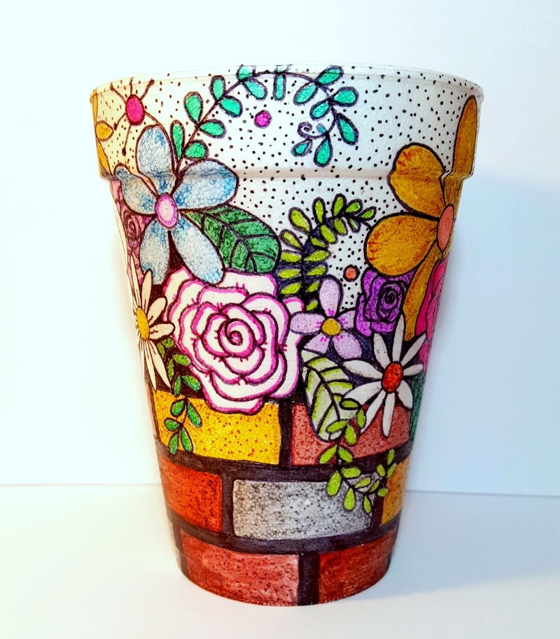 Upcycling a foam cup with Sharpie Art