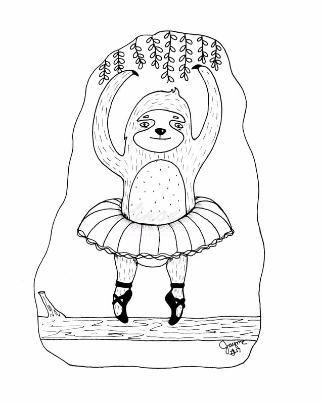 Sloth Ballet Doodle for Inktober 2017