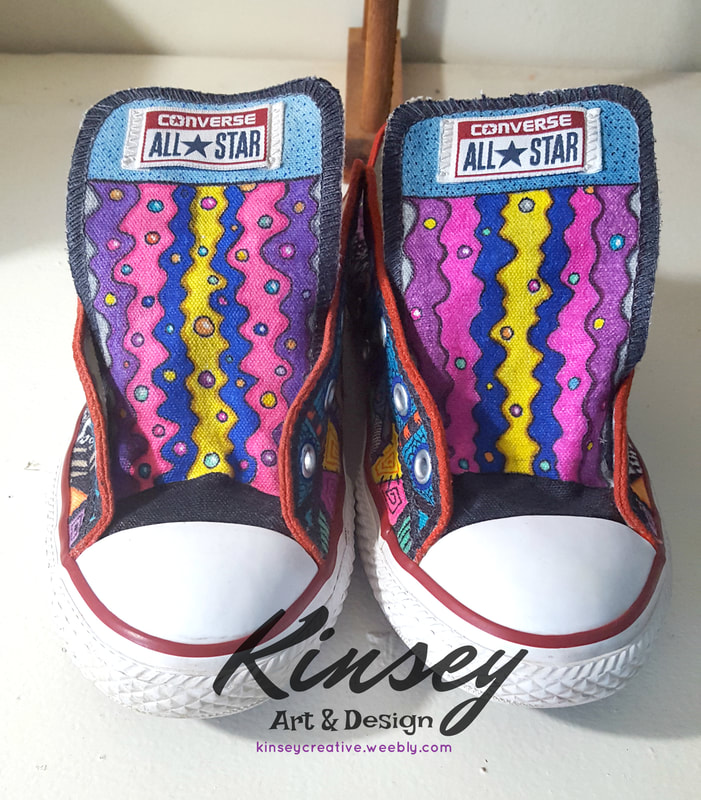 Sharpie Art Custom Shoes with Cosmic Tongues--Kinsey Art and Design